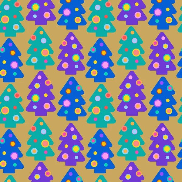 Modèle Nouvel Avec Arbre Noël Coloré Pour Papier Emballage Textile — Image vectorielle