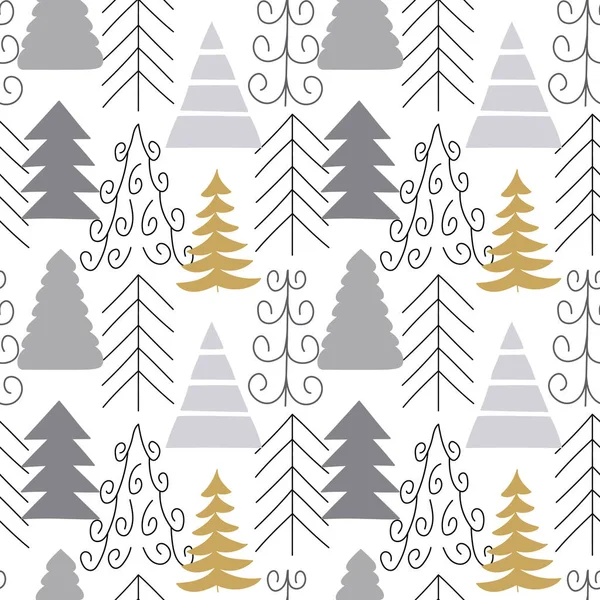 Weihnachtsbaum Nahtlose Muster Auf Weißem Hintergrund Für Druck Papier Design — Stockvektor