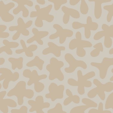 Yumuşak, organik şekilli kusursuz desenler arkaplanda rastgele dağılmış. Yüzyılın ortalarında İskandinav estetiği.