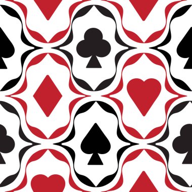 Kart oynamanın klasik sembolleri olan kusursuz desenler: kupa, maça, elmas ve sinek. Kart oyunları ve kumarhane temaları ile ilişkilendirilmiş.