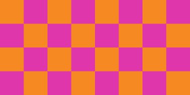 Kusursuz retro restoran tarzı turuncu ve pembe dama tahtası desenli. Masa örtüleri, fayanslar, mutfak tekstili, duvar kağıdı, ambalaj ve klasik kafe tasarım projeleri için mükemmel..