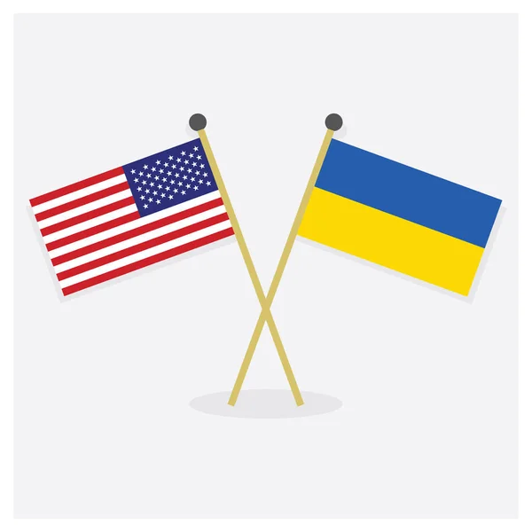 Überquerte Flaggen Der Vereinigten Staaten Von Amerika Und Der Ukraine — Stockvektor