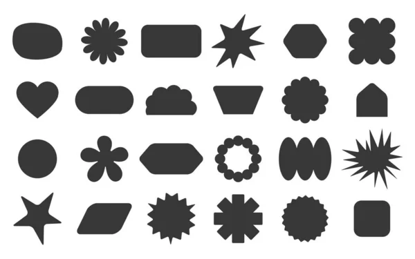Fekete Sziluett Elszigetelt Gyerekek Válogatott Üres Véletlenszerű Formák Címkék Emblémák — Stock Vector