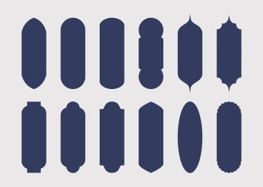 Siluet katı izole edilmiş koyu mavi tip mimari modern pencere simgeleri tasarım elemanları şablonunu gri arkaplan üzerine ayarla