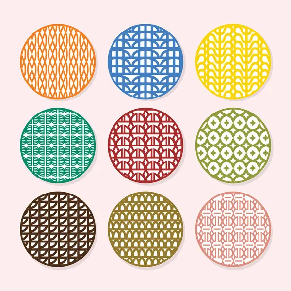 时尚五彩缤纷的现代抽象圈和圆圆的艺术装饰图案象征着粉色背景的装饰 免版税图库矢量图片