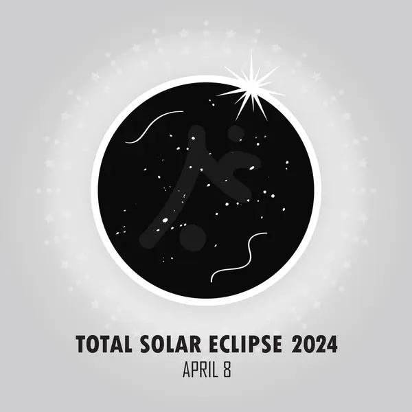 Affiche Abstraite Sur Éclipse Solaire Totale Lune Noire Bloque Complètement Vecteurs De Stock Libres De Droits