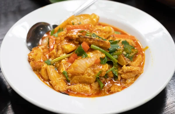 Cangrejo Frito Polvo Curry Curry Amarillo Comida Asiática Popular — Foto de Stock