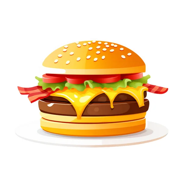 Hamburger. Fast food. Food icon. Flat style vector illustration.