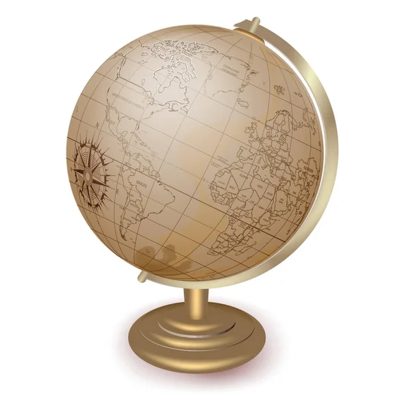 Antike Weltkugel Klassische Vintage Globus Replik Auf Ständer Vektorbild Auf — Stockvektor