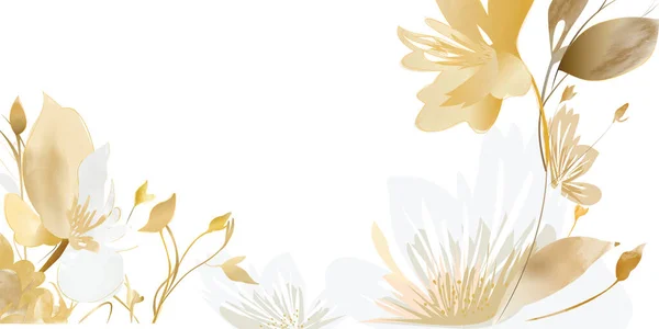 Arte Floral Borde Plantilla Vector Banner Fondo Abstracto Botánico Acuarela — Vector de stock