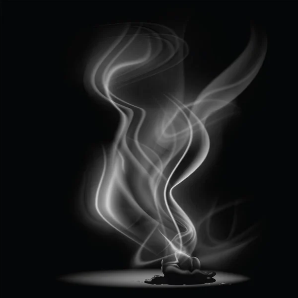 Fumée Encens Sur Fond Noir Illustration Vectorielle — Image vectorielle