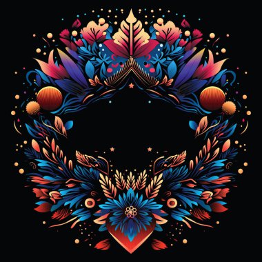 Renkli Çiçek çerçeve sınır şablonu resimleme arkaplanı