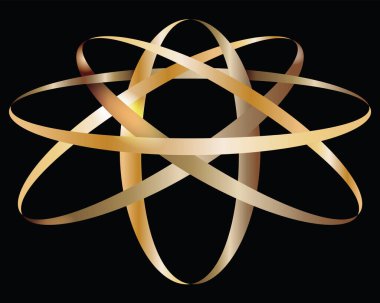 Parlak efektli, üst üste binen altın kurdele yıldız şekli. Modern grafik tasarım ögesi lüks arkaplan