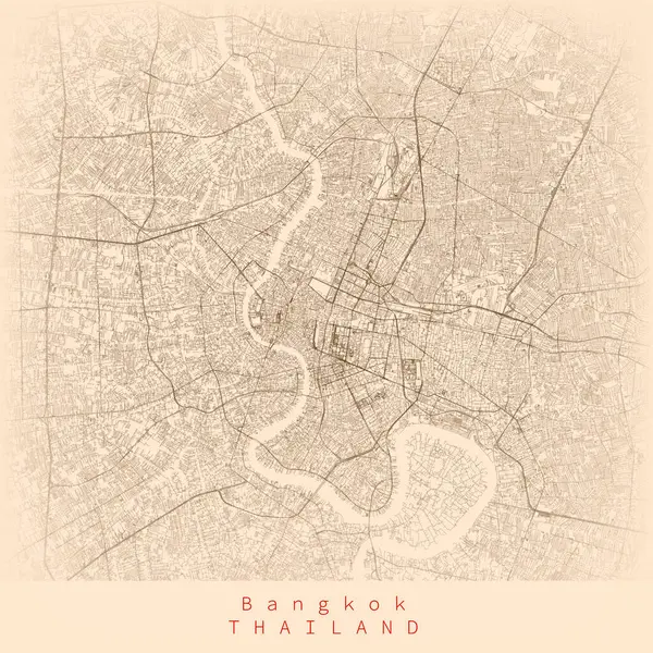 Bangkok Stadt Urban Streets Roads Map Printable Karte Von Bangkok — Stockvektor