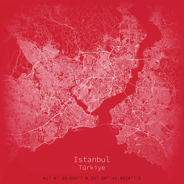 Isztambul Város Városi Utcák Térkép Isztambul Nyomtatható Térképe Részletes Utcával — Stock Vector