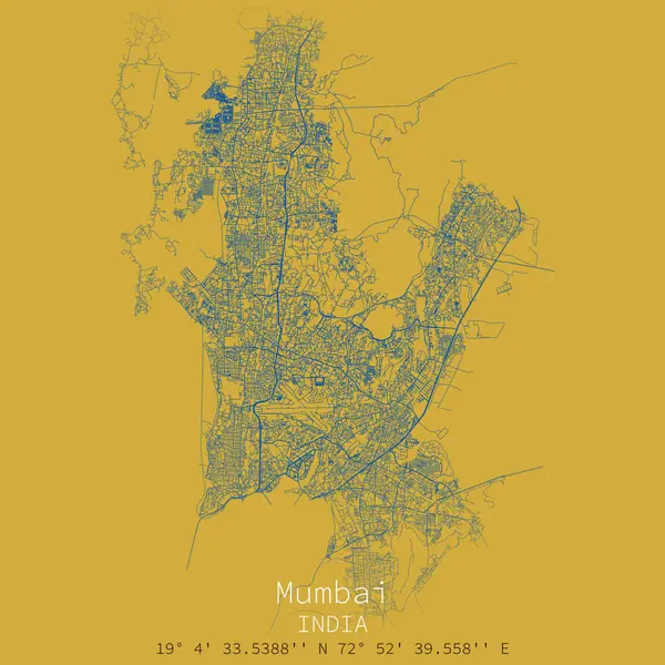 Mumbai City Urban Streets Roads Map Imprimível Mapa Mumbai Índia —  Vetores de Stock