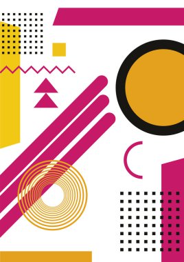 Minimal kapak tasarımı. Tasarım şablonu için soyut memphis tarzına sahip modern arkaplan.