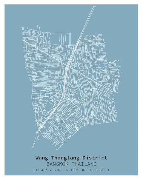 Wang Thonglang Bölgesi Bangkok sokak haritası, THAILAND, dijital pazarlama, duvar resimleri ve poster baskıları için vektör resmi.