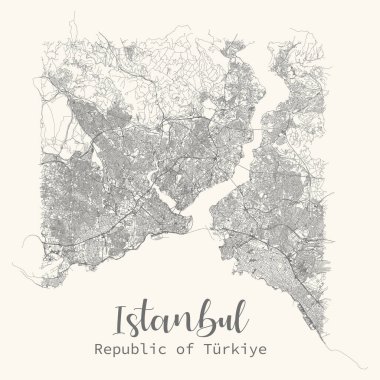 Türkiye 'nin sokak haritası, dijital ürün, duvar sanatı ve poster baskıları için vektör resmi.