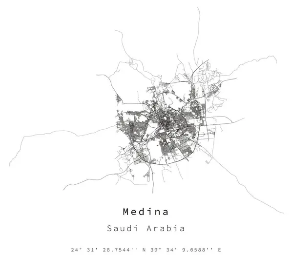 Medina Σαουδική Αραβία Urban Detail Δρόμοι Χάρτης Διανυσματικό Στοιχείο Εικόνας — Διανυσματικό Αρχείο