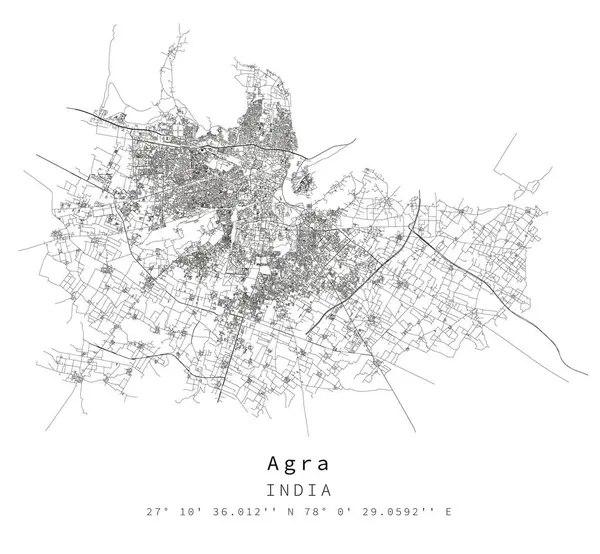 Agra India Αστική Λεπτομέρεια Δρόμοι Χάρτης Διανυσματικό Στοιχείο Εικόνας Για — Διανυσματικό Αρχείο