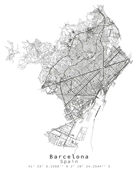Barcelona Espanha Detalhe Urbano Ruas Roads Map Vector Element Image —  Vetores de Stock