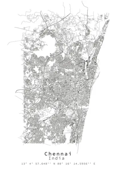 Chennai Ινδία Αστική Λεπτομέρεια Δρόμοι Χάρτης Διανυσματικό Στοιχείο Εικόνα Για — Διανυσματικό Αρχείο