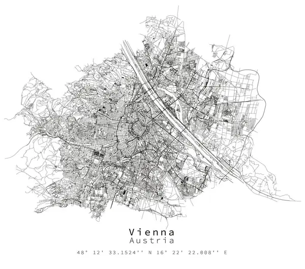 Vienna Austria Urban Detail Δρόμοι Χάρτης Διανυσματικό Στοιχείο Εικόνας Για — Διανυσματικό Αρχείο