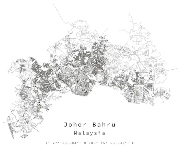 Johor Bahru Μαλαισία Urban Detail Δρόμοι Χάρτης Διανυσματικό Στοιχείο Εικόνας — Διανυσματικό Αρχείο