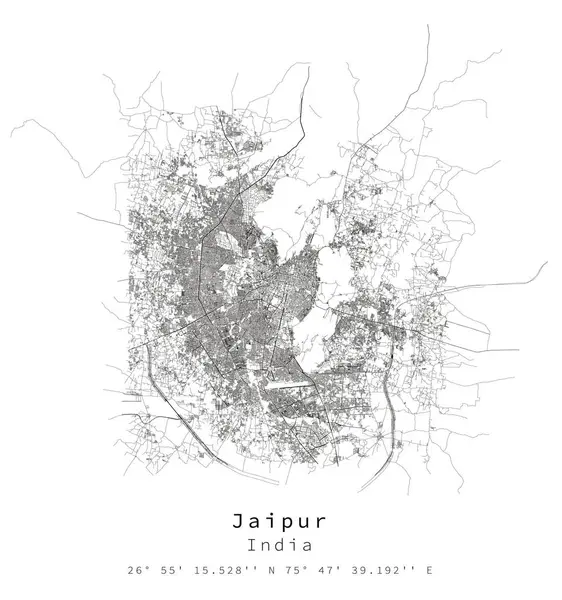 Jaipur Índia Detalhe Urbano Ruas Estradas Mapa Imagem Modelo Elemento — Vetor de Stock