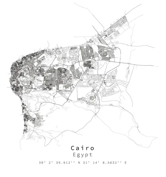 Kairo Ägypten Urban Detail Streets Roads Map Vektorelement Template Image — Stockvektor