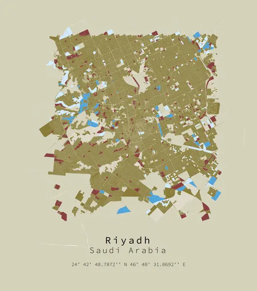 Riyad, Suudi Arabistan Şehir Detaylı Sokaklar Yol Haritası, vektör element şablonu resim pazarlama, ürün, duvar sanatı ve poster baskıları.