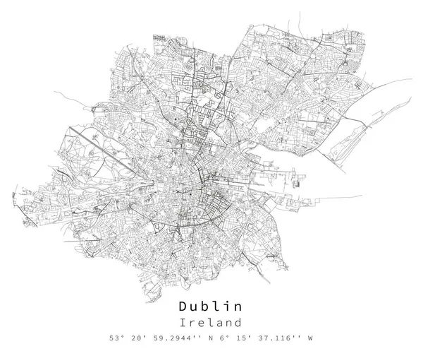 Dublin Irlanda Detalhe Urbano Ruas Estradas Mapa Imagem Modelo Elemento —  Vetores de Stock