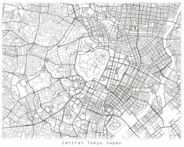 Tóquio Central Japão Detalhe Urbano Ruas Estradas Mapa Elemento Vetorial —  Vetores de Stock