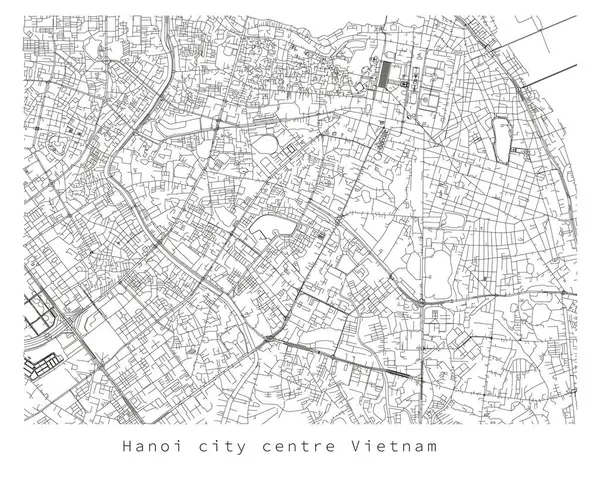 Hanói Vietnã Centro Cidade Detalhe Urbano Ruas Estradas Mapa Elemento —  Vetores de Stock