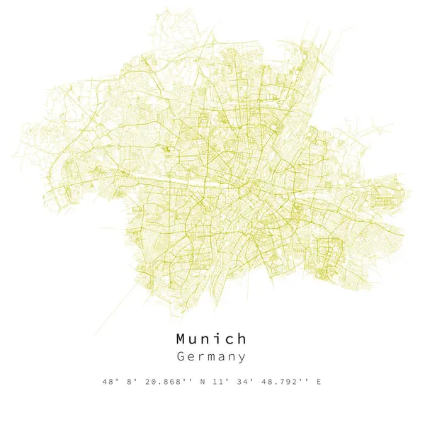 München Németország Városi Részlet Utcák Térkép Vektor Elem Sablon Kép — Stock Vector