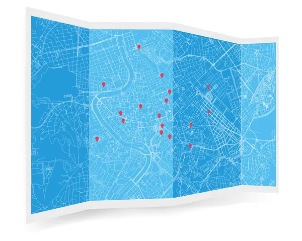Πτυσσόμενος Χάρτης Θέσης Μαρκαδόρο Roma City Ιταλία Χάρτης Δείκτη Pin — Διανυσματικό Αρχείο