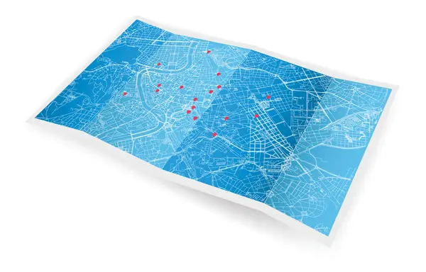Πτυσσόμενος Χάρτης Θέσης Μαρκαδόρο Roma City Ιταλία Χάρτης Δείκτη Pin — Διανυσματικό Αρχείο