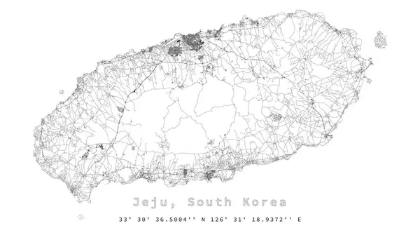 Jeju, Güney Kore, doğru harita, detaylı cadde yolları haritası, düzenlenebilir vektör element şablonu resim pazarlama, ürün, duvar sanatı
