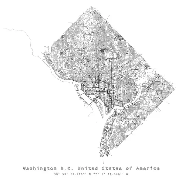 Washington D.C. Amerika Birleşik Devletleri, doğru harita, detaylı cadde yolları haritası, düzenlenebilir vektör element şablonu resim pazarlama, ürün, duvar sanatı