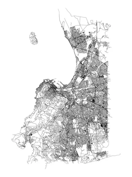Cape Town Güney Afrika, doğru harita, ayrıntılar Sokaklar Yol Haritası, düzenlenebilir vektör element şablonu resim pazarlama, ürün, duvar sanatı