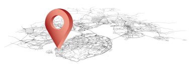 Xiamen Çin, izometrik detay Sokaklar Yol Haritası konum kodu, element resmi 