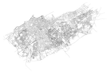 Casablanca Fas, doğru harita, detaylı cadde yolları haritası, pazarlama, ürün, duvar sanatı için düzenlenebilir vektör element şablonu resmi