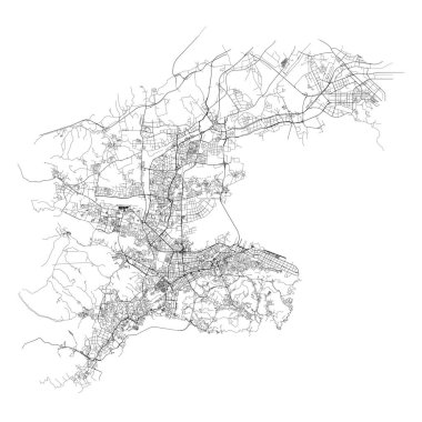 Dalian China, hassas harita, detay caddeleri yol haritası, düzenlenebilir vektör element şablonu resim pazarlama, ürün, duvar sanatı