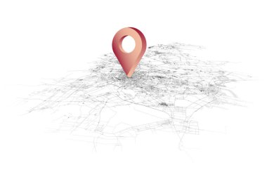 Tianjin Çin, izometrik detay Sokaklar Yol Haritası konum kodu, element resmi 