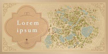 Tokyo Japonya şehir merkezi sokak haritası, kopyalanmış uzay şablonu retro tarzı, vektör resmi