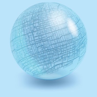 Street art map of city centrel Toronto Canada  in clear glass ball,element vector image clipart