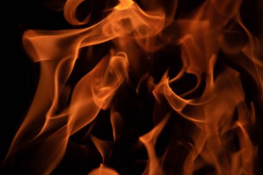 Yangın alevleri siyah arkaplanda izole edildi.