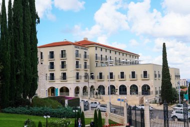 Hayfa, İsrail - 18 Kasım 2022: Alman Kolonisi Botanik Oteli.