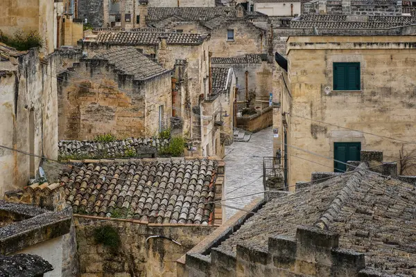 Matera 'daki Antik Taş Evler, Mağaralar Şehri, Basilicata, İtalya.